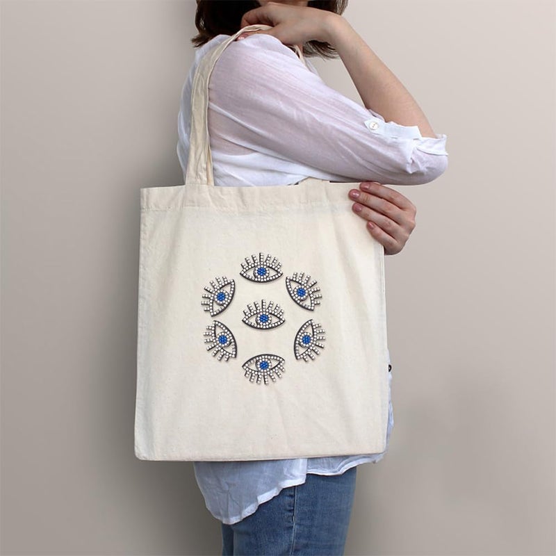 BEUNITONE 20pcs Evil Eye Embroidered Applique Patches Bling Rhinestone Beaded Patches Sew on Sparkling Eye Patches Crystal DIY Decorative Applique for Clothing Jeans Jackets Handbag Shoes DIY Decor - Image 5